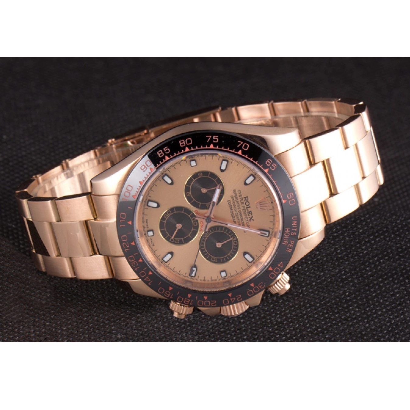 MiroTime 0801 Rolex Daytona Ion Plated Tachymeter Rose Gold Strap Rose Gold Dial 80244